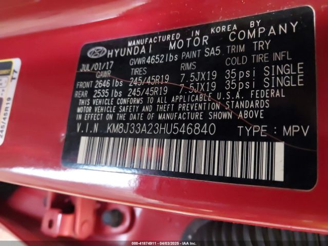 KM8J33A23HU546840 Hyundai Tucson Value