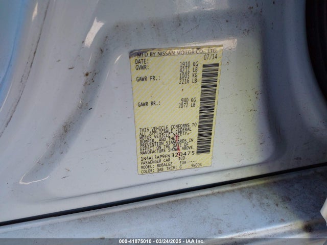 1N4AL3AP9FN320475 Nissan Altima 2.5/2.5 S/2.5 Sl/2.5 Sv