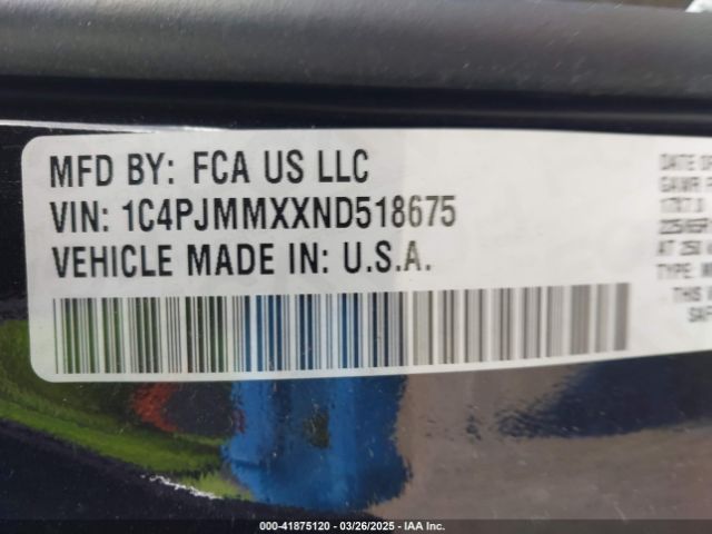 1C4PJMMXXND518675 Jeep Cherokee Latitude Lux 4x4