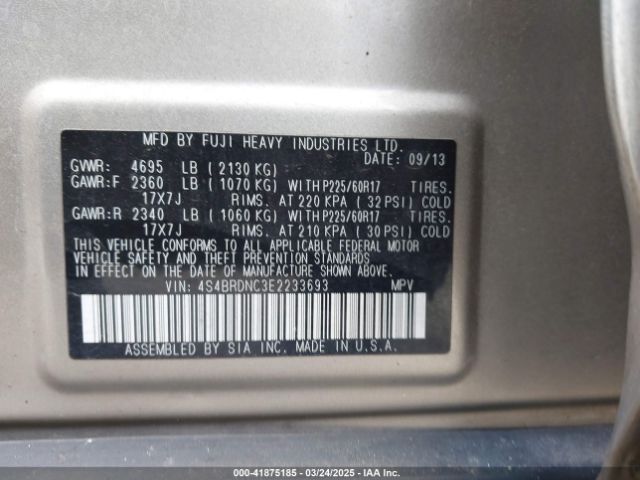 4S4BRDNC3E2233693 Subaru Outback 3.6r Limited