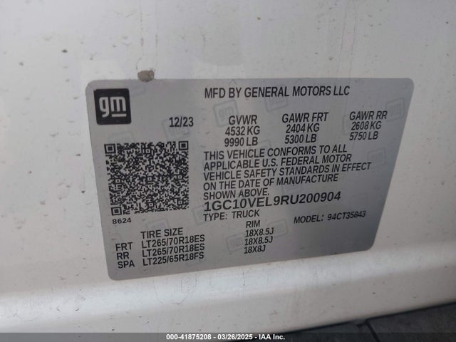 1GC10VEL9RU200904 Chevrolet Silverado Ev Work Truck