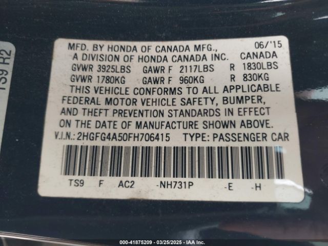 2HGFG4A50FH706415 Honda CIVIC SI