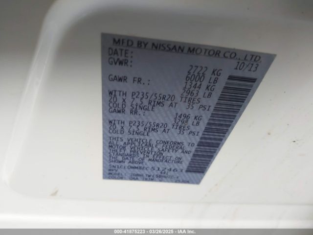 5N1CL0MM8EC512463 Infiniti Qx60 Hybrid