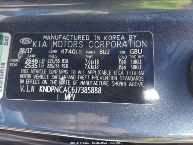 KNDPNCAC6J7385888 KIA Sportage Ex
