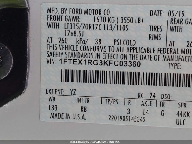 2019 FORD F-150 1FTEX1RG3KFC03360 Photo 8