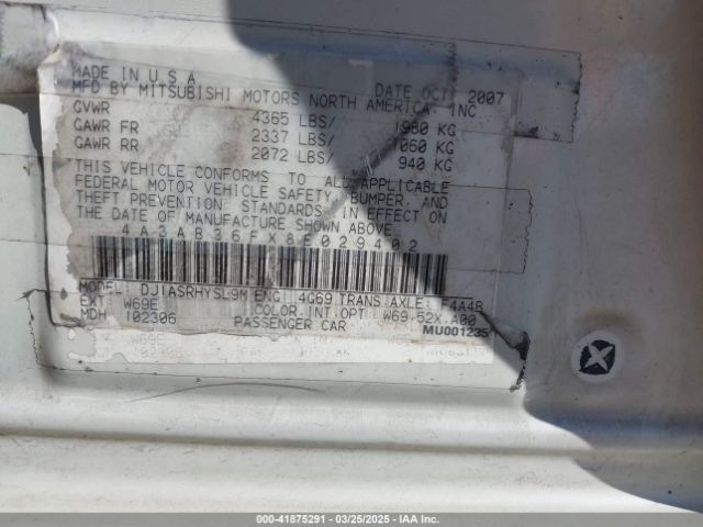 2008 MITSUBISHI GALANT 4A3AB36FX8E029402 Photo 8