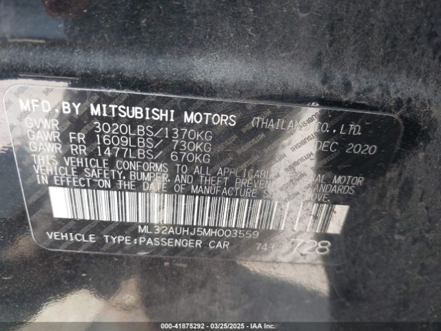 2021 MITSUBISHI MIRAGE ML32AUHJ5MH003559 Photo 8