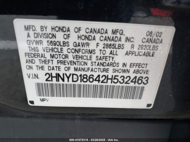2002 ACURA MDX 2HNYD18642H532463 Photo 8