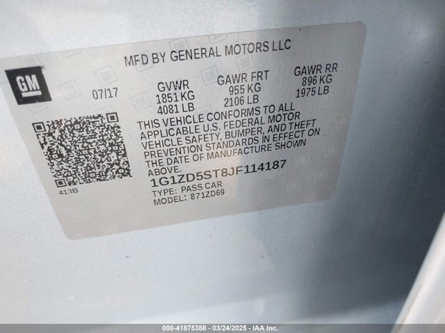 1G1ZD5ST8JF114187 Chevrolet MALIBU LT