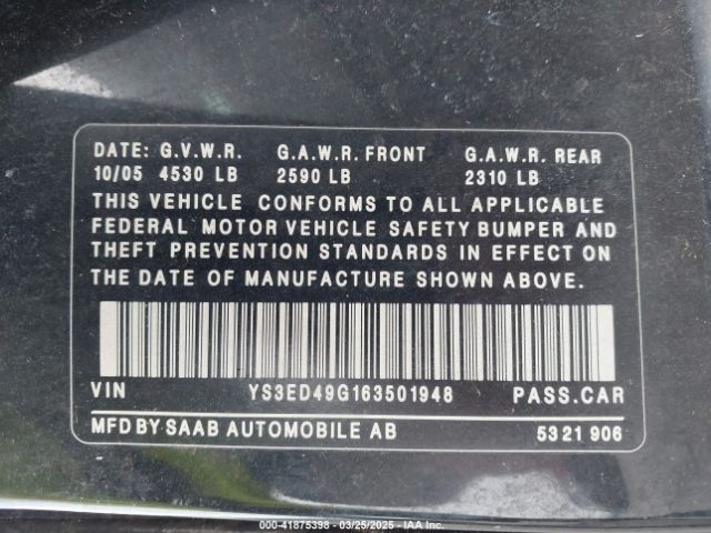 2006 SAAB 9-5 YS3ED49G163501948 Photo 8