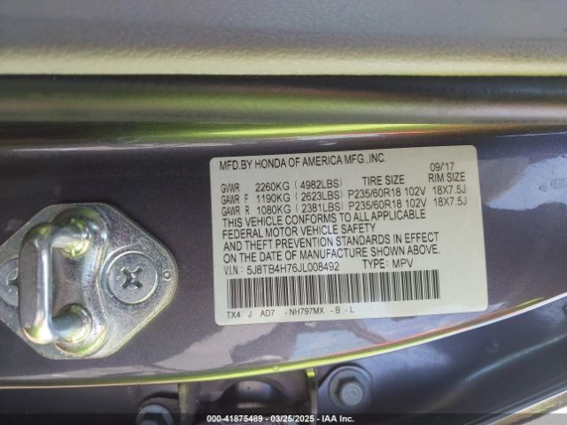 5J8TB4H76JL008492 Acura Rdx Advance Package