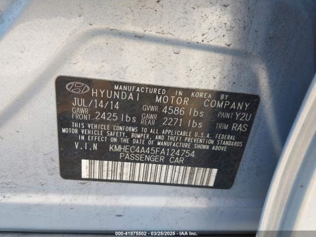 KMHEC4A45FA124754 Hyundai Sonata Hybrid Limited