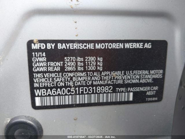WBA6A0C51FD318982 BMW 640i Gran Coupe