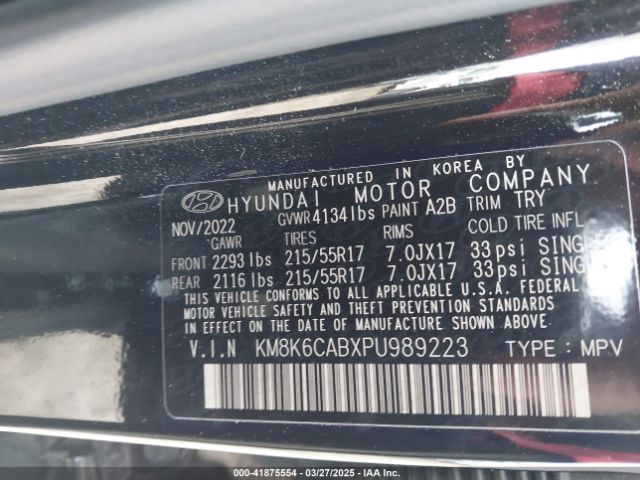 KM8K6CABXPU989223 Hyundai Kona Sel