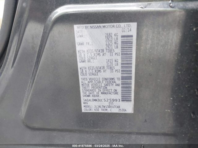 5N1AL0MN3EC525993 Infiniti QX60