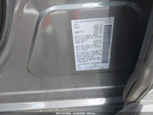 5N1DR3DH5RC249989 Nissan Pathfinder Platinum Fwd