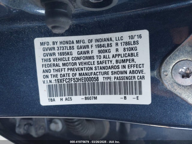 19XFC2F53HE000058 Honda Civic Lx