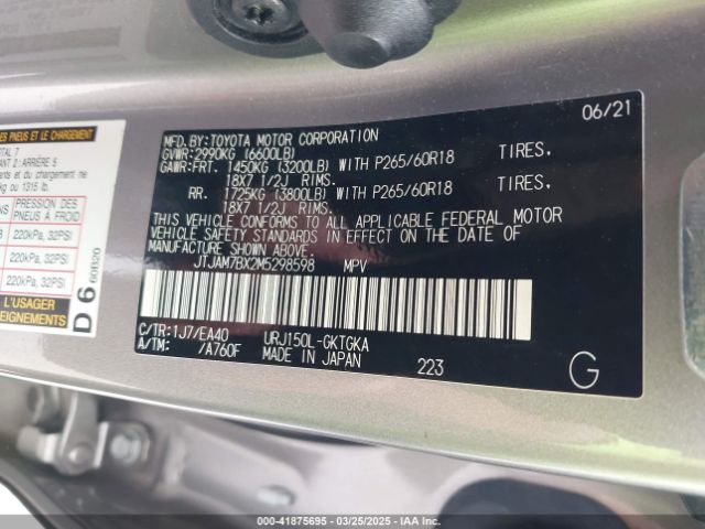 JTJAM7BX2M5298598 Lexus Gx 460 Premium