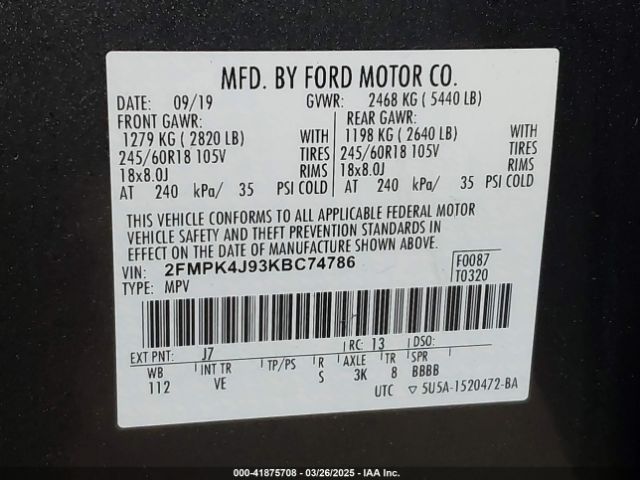 2019 FORD EDGE 2FMPK4J93KBC74786 Photo 8
