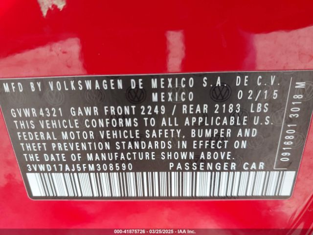3VWD17AJ5FM308590 Volkswagen Jetta 1.8t Se