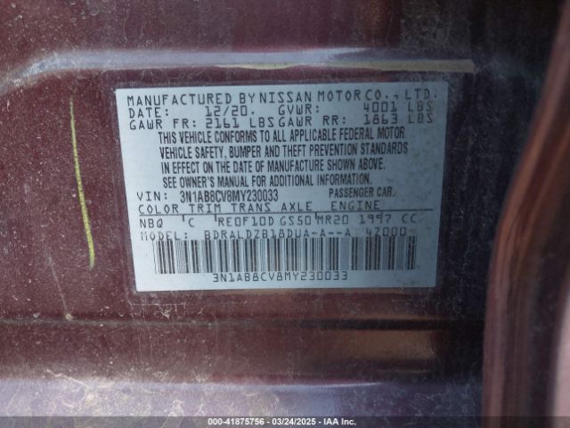 3N1AB8CV8MY230033 Nissan Sentra Sv Xtronic Cvt