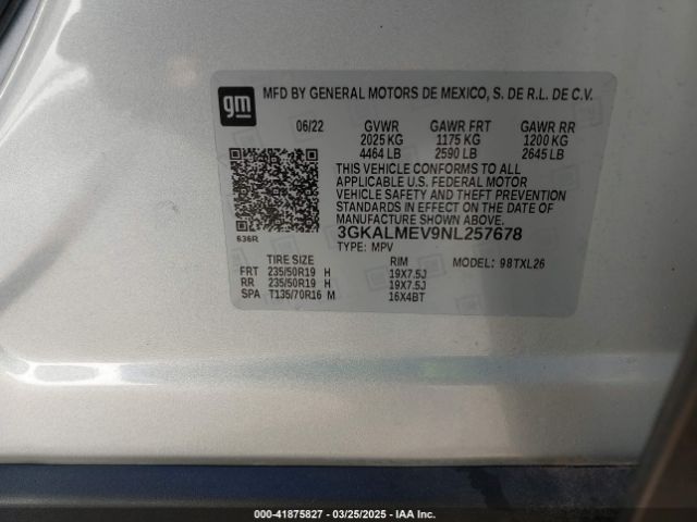 3GKALMEV9NL257678 GMC Terrain Fwd Sle