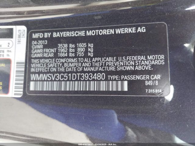 2013 MINI HARDTOP WMWSV3C51DT393480 Photo 8