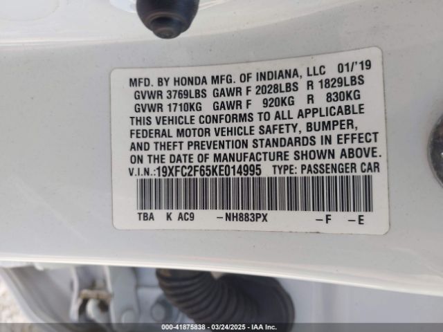 19XFC2F65KE014995 Honda Civic Lx