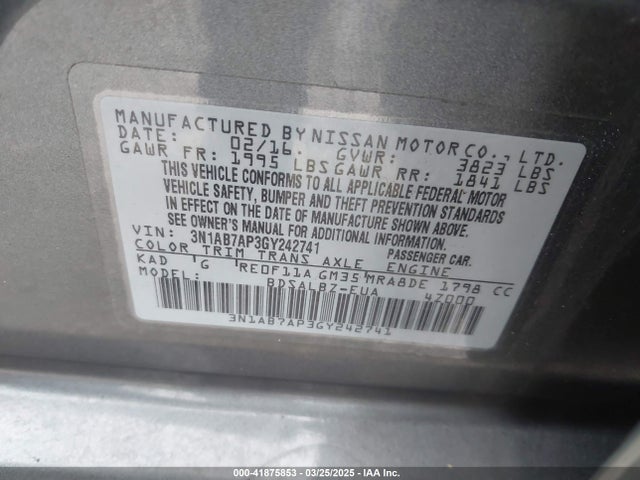 Nissan SENTRA S 2016 3N1AB7AP3GY242741 Image 9