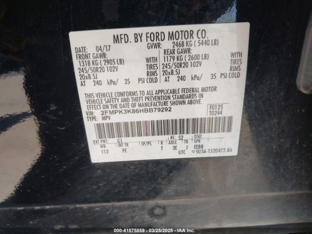 2FMPK3K86HBB79292 Ford Edge Titanium