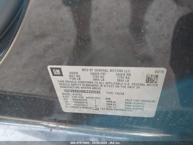1GCVKREH8GZ225520 Chevrolet Silverado 1500 1lt