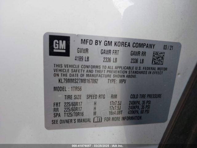 KL79MMS27MB167092 Chevrolet Trailblazer Fwd Ls