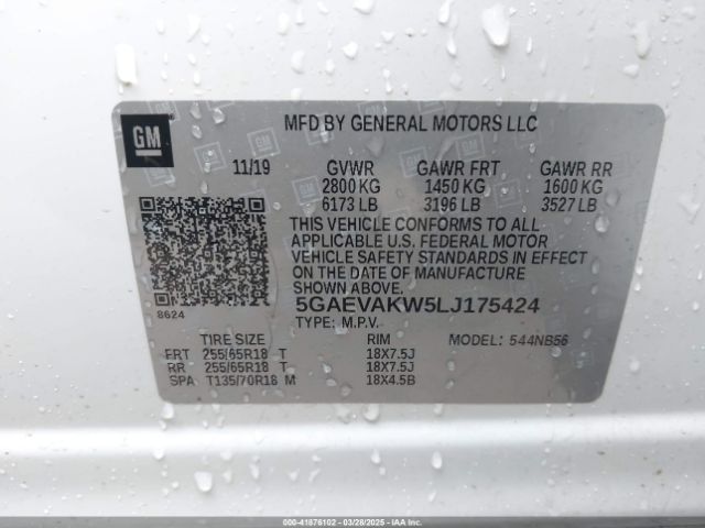 5GAEVAKW5LJ175424 Buick Enclave Awd Essence
