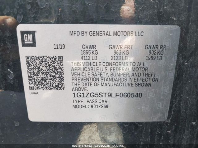 1G1ZG5ST9LF060540 Chevrolet Malibu Fwd Rs