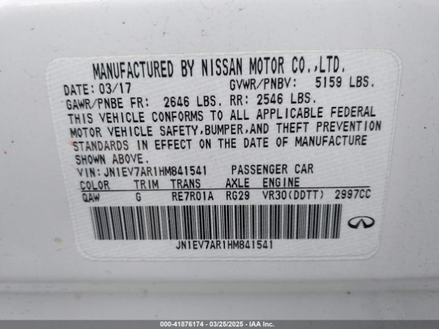 JN1EV7AR1HM841541 Infiniti Q50 3.0t Signature Edition