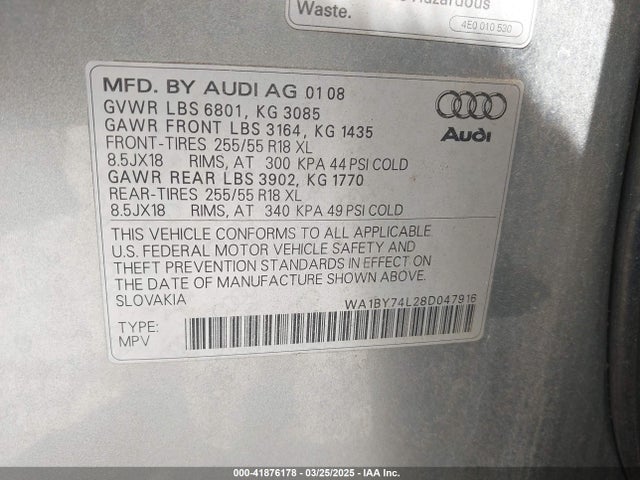 2008 AUDI Q7 WA1BY74L28D047916 Photo 8