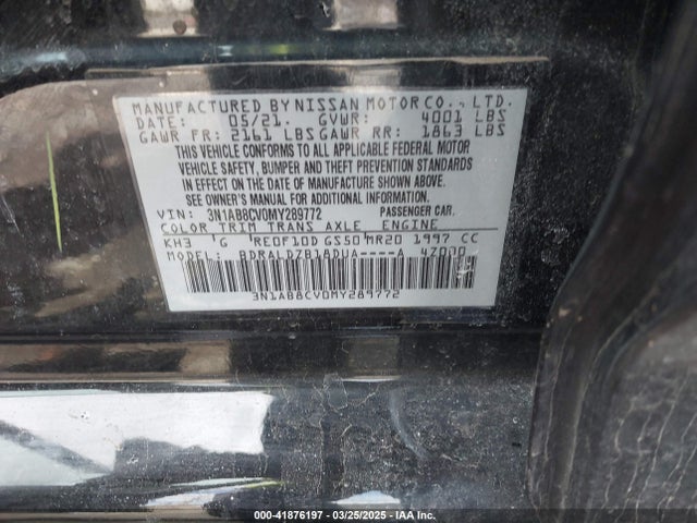 3N1AB8CV0MY289772 Nissan Sentra Sv Xtronic Cvt