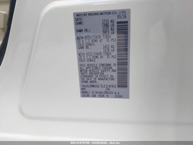 5N1AL0MM2GC521492 Infiniti QX60