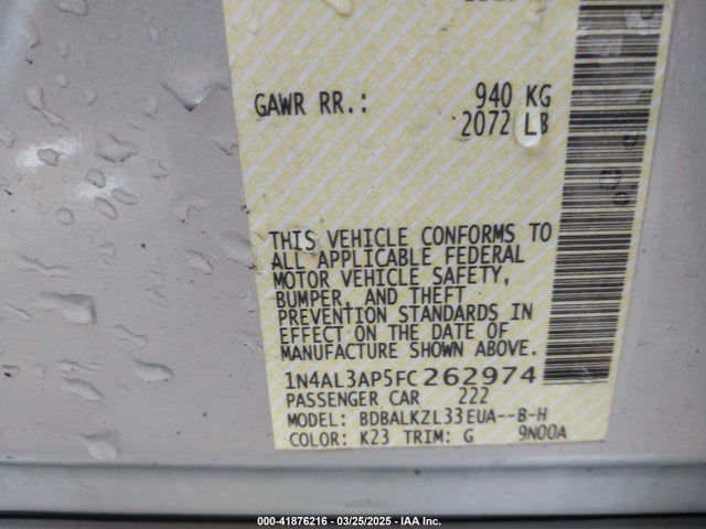1N4AL3AP5FC262974 Nissan Altima 2.5 Sv