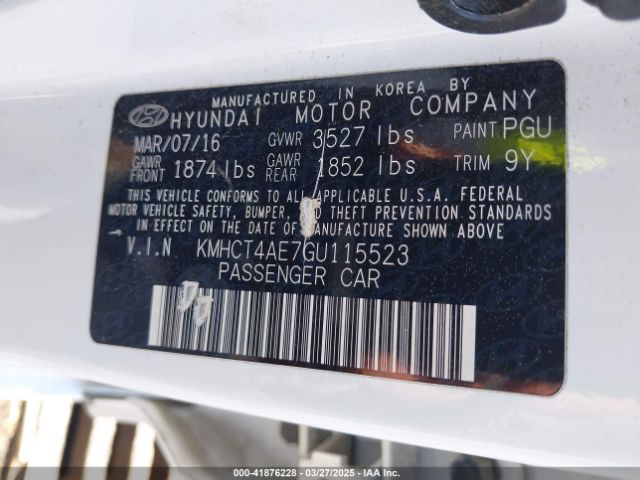 KMHCT4AE7GU115523 Hyundai ACCENT SE