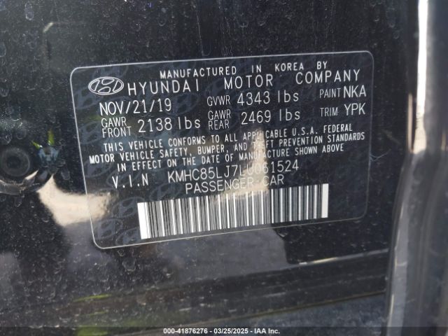 KMHC85LJ7LU061524 Hyundai Ioniq Electric Limited