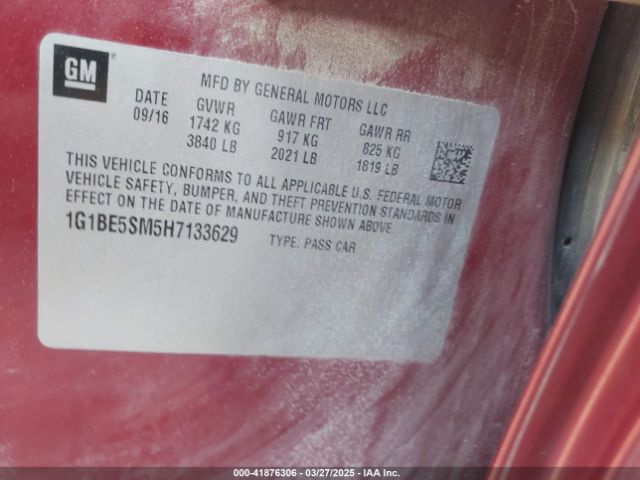 1G1BE5SM5H7133629 Chevrolet Cruze Lt Auto