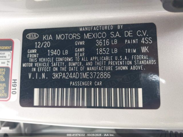 3KPA24AD1ME372886 KIA RIO LX