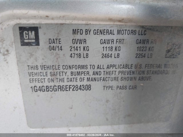1G4GB5GR6EF284308 Buick Lacrosse Leather Group