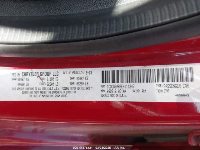 1C3CDZAB0EN111247 Dodge AVENGER SE