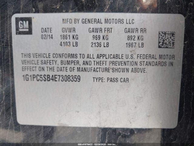 1G1PC5SB4E7308359 Chevrolet Cruze 1lt Auto