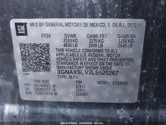 3GNAXSEV2LS520267 Chevrolet Equinox Awd Ls