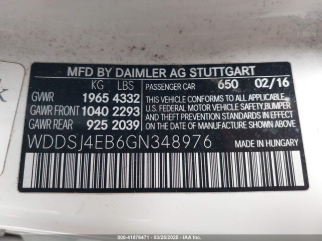 WDDSJ4EB6GN348976 Mercedes-Benz CLA 250