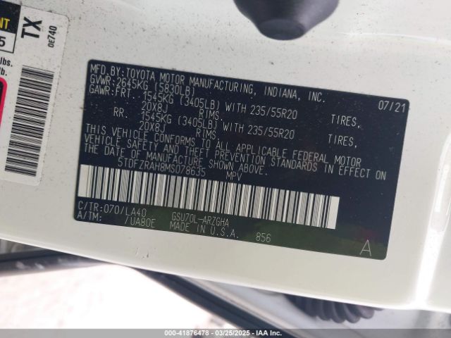 5TDFZRAH8MS078635 Toyota Highlander Platinum