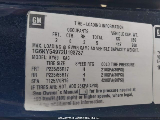 2002 CADILLAC SEVILLE 1G6KY54972U193737 Photo 8